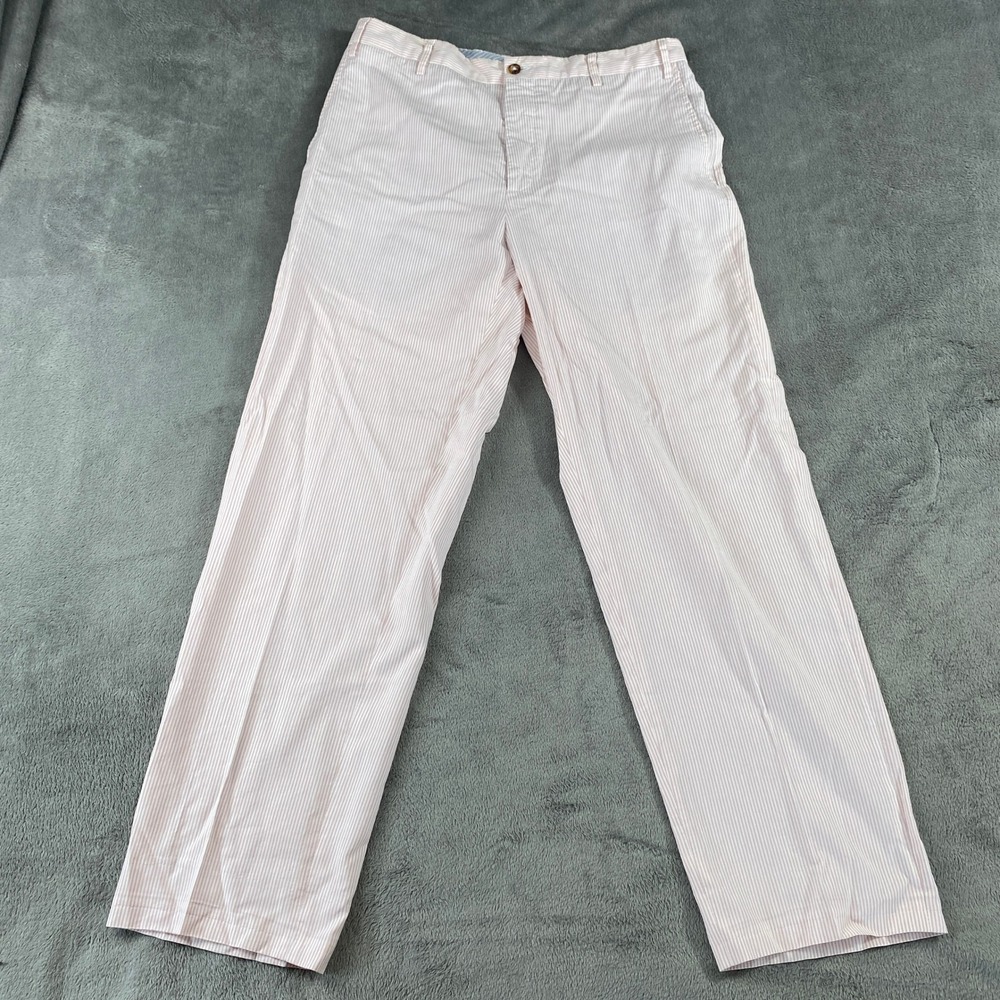 Zanella Dress Pants Mens 32 Pink White Todd Stripe Linen Lyocell Made in Italy